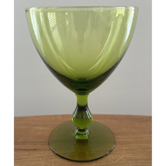 Vintage Morgantown Regina Water Goblets Set Of 4 Moss Green Glass - Picture 2 of 4
